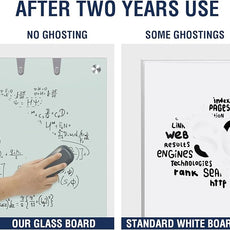 TSJ OFFICE Glass Dry-Erase Board - 48 x 30 Inches Wall Mounted Magnetic Whiteboard, Large Frameless Glass White Board for Office, Home & School