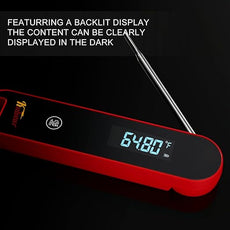 KULUNER The Latest Thermocouple Instant Reading Meat Thermometer Digital,Faster Less Than 0.6 Second Response,IP67 Waterproof Thermometer Suitable for Grilling, Cooking,BBQ Gifts for Men (Red)