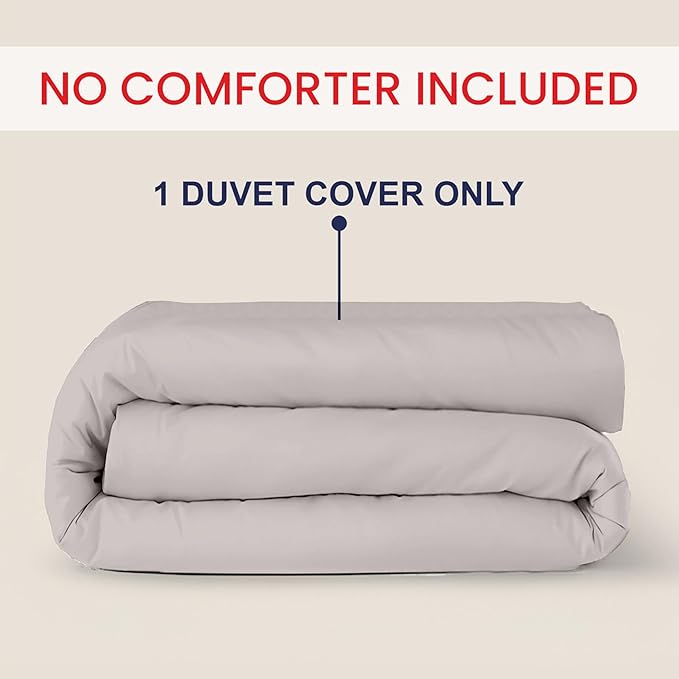 Kotton Culture 1 Pc Duvet Cover King Size-100% Egyptian Cotton Sateen 600 Thread Count Ultra Soft Premium Durable Comforter Cover Zipper Closure & Corner Ties - (Light Grey, 102" X 94")