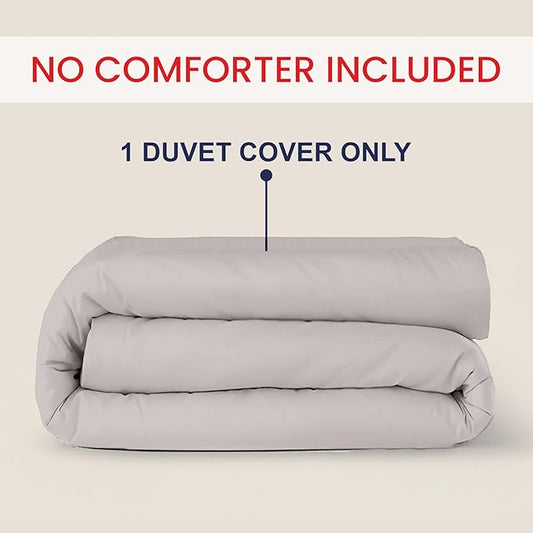 Kotton Culture 1 Pc Duvet Cover King Size-100% Egyptian Cotton Sateen 600 Thread Count Ultra Soft Premium Durable Comforter Cover Zipper Closure & Corner Ties - (Light Grey, 102" X 94")