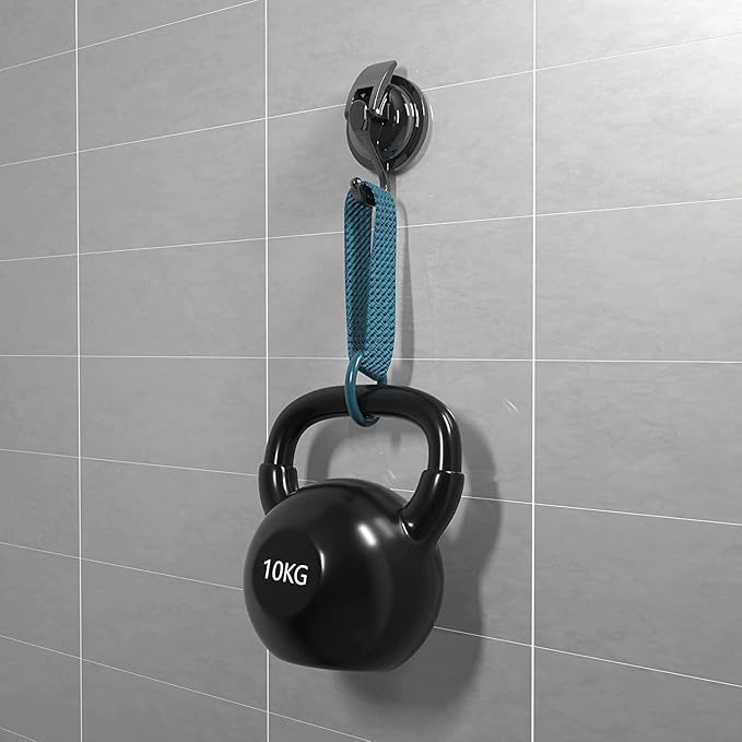 Heavy Duty Vacuum Suction Cup Hooks, Gun Silver Plated Polished Super Suction for Kitchen Bathroom, 6 Pack