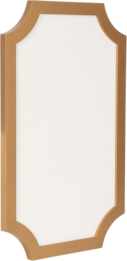 Kate and Laurel Holbrook Glam Framed Scallop Fabric Pinboard, 15 x 24, Gold, Decorative Modern Scalloped Bulletin Board for Use as Vision Board or Wall Organization