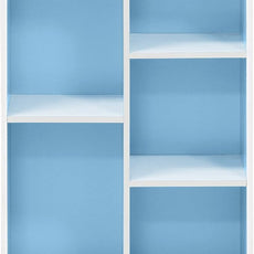Furinno LUDER Book Shelf, 5-Cube Bookshelf, Reversible Bookcase, 9.4 x 19.5 x 31.5, for Living Room, Bedroom, Home Office, White/Light Blue
