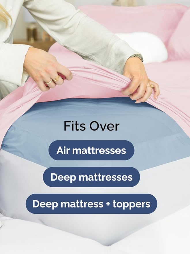 Extra Deep Pocket Queen Sheet Set - 4 Piece Breathable & Cooling Bed Sheets - Hotel Luxury Sheet Set - Soft, Wrinkle Free & Comfy - Easily Fits Extra Deep Mattresses - Deep Pocket Lavender Pink Sheets