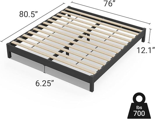 LIFEMENT King Signature Wood Platform Bed Frame Walnut, Noise-Free, Under Bed Storage, No Box Spring Needed, Easy Assembly