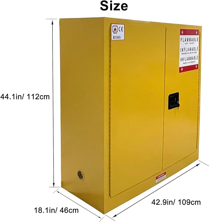 koxuyim Fire Resistant Storage Cabinet, Double Wall Steel Construction, Explosion Proof Storage Cabinet with Adjustable Shelf Meets Safety Standards (43" x 18" x 44")