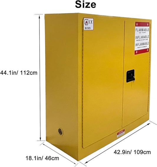 koxuyim Fire Resistant Storage Cabinet, Double Wall Steel Construction, Explosion Proof Storage Cabinet with Adjustable Shelf Meets Safety Standards (43" x 18" x 44")