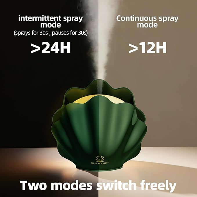 Essential Oil Diffuser 260ML, Shell Aroma Diffuser with Remote Control Humidifier with 7 Colors LED Night Light for Bedroom Home Relaxation (Green)