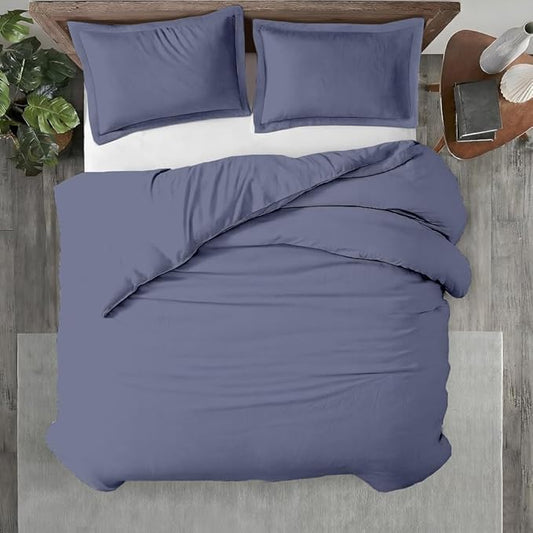 Kotton Culture 3 Pc Twin XL/Twin Duvet Cover Set-100% Egyptian Cotton Sateen 600 Thread Count Ultra Soft Premium Durable Comforter Cover Zipper Closure & Corner Ties- (Mediterranean Blue, 68" X 90")