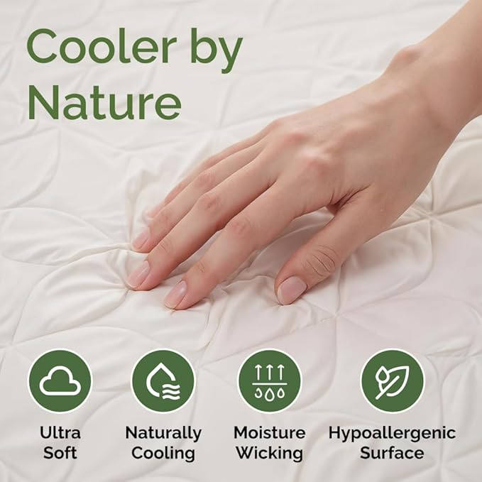 Waterproof Cooling Mattress Protector - Mattress Cover Twin Size Bed - Viscose Made From Bamboo - Soft, Breathable, Noiseless & Washable - Fitted Sheet Style & All Round Protection - (39" x 75") White