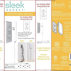 Sleek Socket Original & Patented Ultra-Thin Outlet Concealer with Cord Concealer Kit, Flat Extension Cord with Multi Outlets Power Strip, Ideal for Home Improvement, Hide Bulky and Messy Cords
