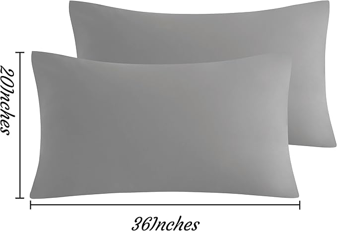 NTBAY King Pillow Cases Set of 2, 2 Pack Brushed Microfiber 20x36 Pillow Cases, Soft, Wrinkle, Fade, Stain Resistant Smoke Grey Pillow Cases with Envelope Closure, 20x36 Inches, Smoke Grey