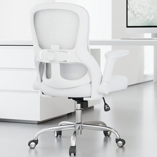 White Office Chair for Big and Tall People - 400lbs Wide Seat Computer Desk Chair Gaming Ergonomic High Back Cushion Lumbar Support with Comfy Mesh Swivel Rolling Home, Task Chair