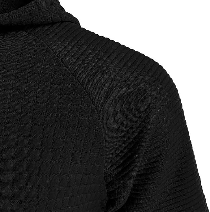 Men's Waffle Sweatshirt - Autumn Winter Hooded Pullover Loose Fit Casual Wear for Vacation Daily Life