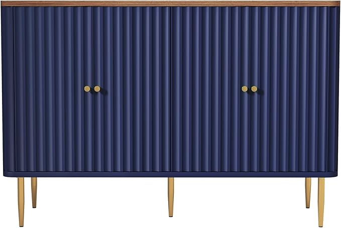 48" Sideboard Buffet Cabinet with Storage,Modern Accent Cabinet with 4 Door and Removable Shelves,Credenza Buffet Table for Living Room,Dinning Room,Entryway,Blue