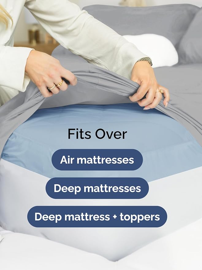 Extra Deep Pocket King Sheets - 4 Piece Breathable & Cooling Bed Sheets - Hotel Luxury Bed Sheet Set - Soft, Wrinkle Free & Comfy - Easily Fits Extra Deep Mattresses - Deep Pocket Steel Blue Sheets