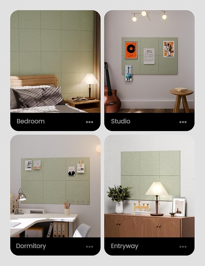 Large Felt Bulletin Board 36" x 24" Cork Board Alternative-6 Pack with 40 Safe Removable Adhesive Tabs, Cork Boards for Walls Cork Board for Home Office Classroom Pin Board - Sage