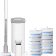 oshang Disposable Toilet Brush - Toilet Bowl Cleaner, Toilet Cleaning Supplies, Toilet Brush with Holder, 14 Refills for Deep Cleaning and Hygienic Bathroom Maintenance