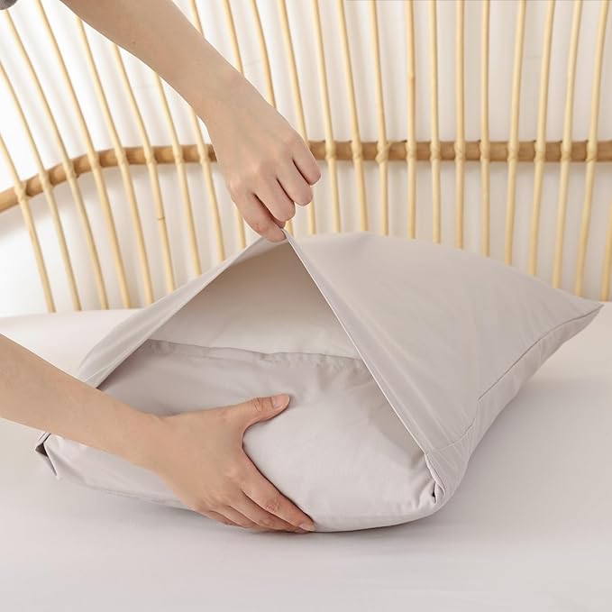 ROSGONIA Comforter Full Size for Girls Boys Teens Linen Grey, 3pcs (1 Gray Comforter & 2 Pillowcases) Lightweight Dorm Bedding Full Size