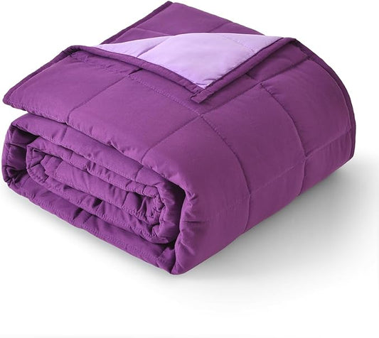 Topblan Weighted Blanket 15 pounds, Soft Cooling Weighted Blanket Full Size for Adults and Kids, Breathable Comfort Blanket with Glass Beads for Bed Sofa All Season, 48 x 72 inches, Purple