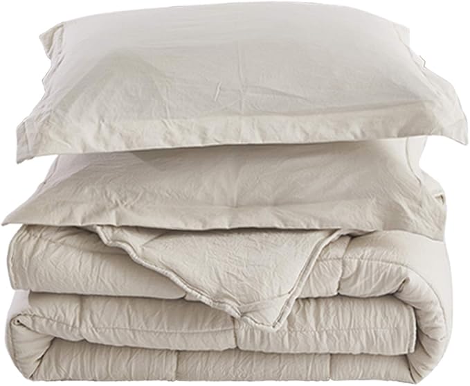 HIG Pre Washed Down Alternative Comforter Set King - Reversible Chic Quilt Design - Box Stitched with 4 Corner Tabs - Lightweight for All Season - Camel Duvet Comforter with 2 Pillow Shams