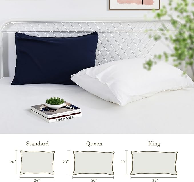 Avolare 2 Pack Pillowcases, Envelope Closure Cooling Pillow Case Standard Size, Breathable & Machine Washable Pillow Covers for Hot Sleepers, Night Sweats - White (20"x26") Imported
