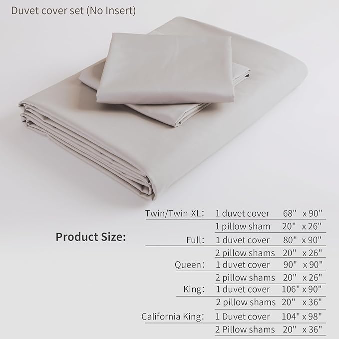 Twin/Twin-XL Duvet Cover Set 100% Egyptian Cotton, Included 1 Duvet Cover (No Insert) with 1 Pillowsham, 400 Thread Count Super Soft Comforter Cover with Corner Ties(68x90 Inches, Light Beige)