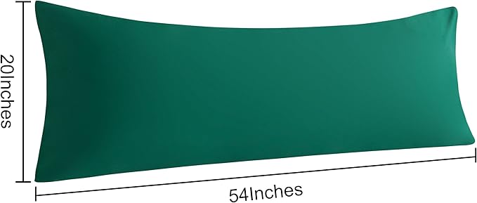 NTBAY Body Pillow Cases Set of 2, 2 Pack Brushed Microfiber 20x54 Pillow Cases, Soft, Wrinkle, Fade, Stain Resistant Dark Green Pillow Cases with Envelope Closure, 20x54 Inches, Dark Green