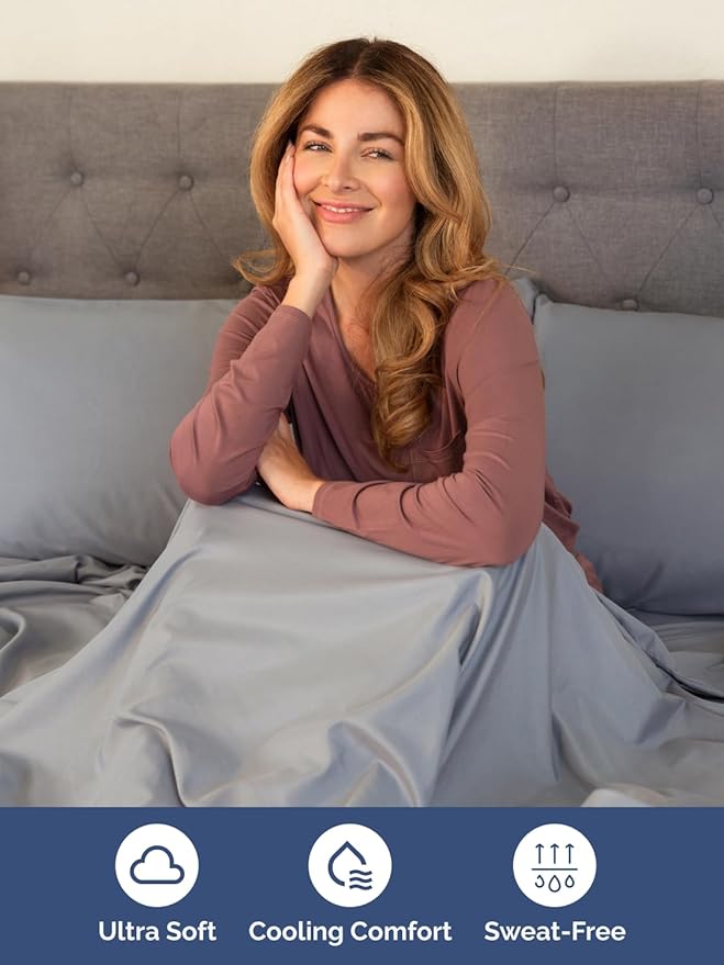 Extra Deep Pocket Full Sheets - 4 Piece Breathable & Cooling Bed Sheets - Hotel Luxury Bed Sheet Set - Soft, Wrinkle Free & Comfy - Easily Fits Extra Deep Mattresses - Deep Pocket Steel Blue Sheets