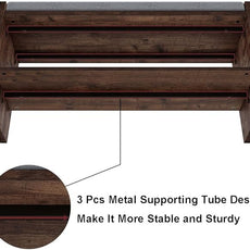 BON AUGURE Mudroom Entryway Bench with Shoe Storage, Shoe Rack Bench with Cushion, 2-Tier Wood Benches for Bedroom, Living Room, Hall (Rustic Oak, 40 in Wide)