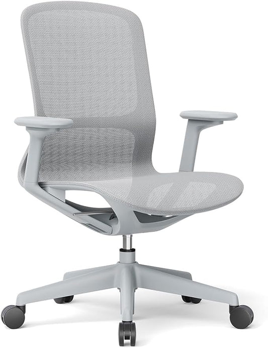 Ergonomic Mesh Office Chair with Lumbar Support, Multicolor Rolling Task Chair, Adjustable Computer Desk Seating for Home Office (Grey-Pro)
