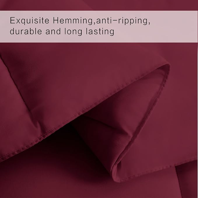 COHOME Quilted Twin/Twin XL Size Comforter - All-Season Down Alternative Duvet Insert - Luxury Hotel Winter Warm Burgundy Comforter with Anti-Clump Tech & 8 Tabs -Reversible（64"x88"）