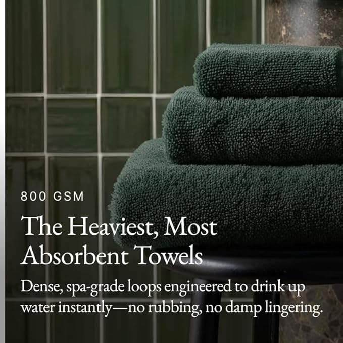 Italic Ultraplush 100% Australian Cotton Hand Towels - Set of 2 Luxury Hand Towels, Ultra Soft and Highly Absorbent 800GSM for Bathroom,Shower, Hotel, and Spa (Deep Forest)