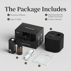 Scent Diffuser Waterless Essential Oil Diffusers with 3 Mist Modes,Cycle Start,Cordless Aroma Air Machine for 200 sq.ft Home/Office/Bedroom,Ultra Quiet,Includes 10ml Oil,Black