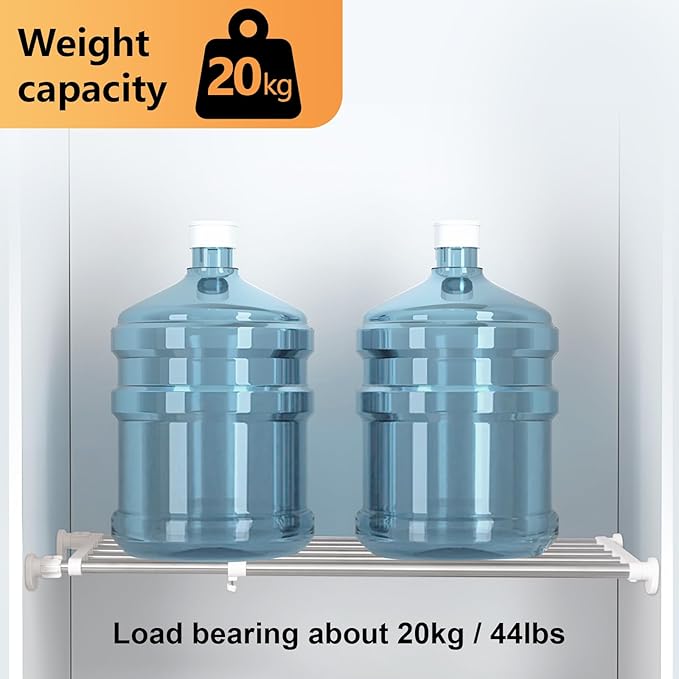 BAOYOUNI Tension Shelf Adjustable Closet Rod Space Saving Wardrobe Clothes Dividers Ivory, 33.07-46.26 Inches