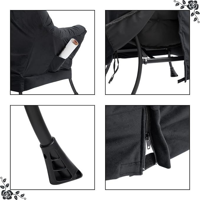 HollyHOME Lazy Chair with Armrest and Side Pocket, Comfy Accent Lounge Chair,Leisure Sofa Armchair for Living Room, Bedroom, Dorm, or Small Spaces, Oversized Reading Sofa Chair,Velvet Black