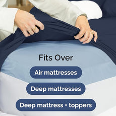 Extra Deep Pocket Queen Sheet Set - 4 Piece Breathable & Cooling Bed Sheets - Hotel Luxury Sheet Set - Soft, Wrinkle Free and Comfy - Easily Fits Extra Deep Mattresses - Deep Pocket Navy Blue Sheets