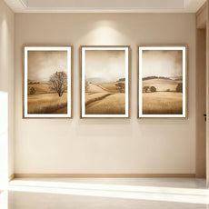 BINCUE Framed Countryside Wall Art Rustic Village Wall Decor Farmhouse Landscape Art Print for Living Room Bedroom Office 16x24 Inches Set of 3