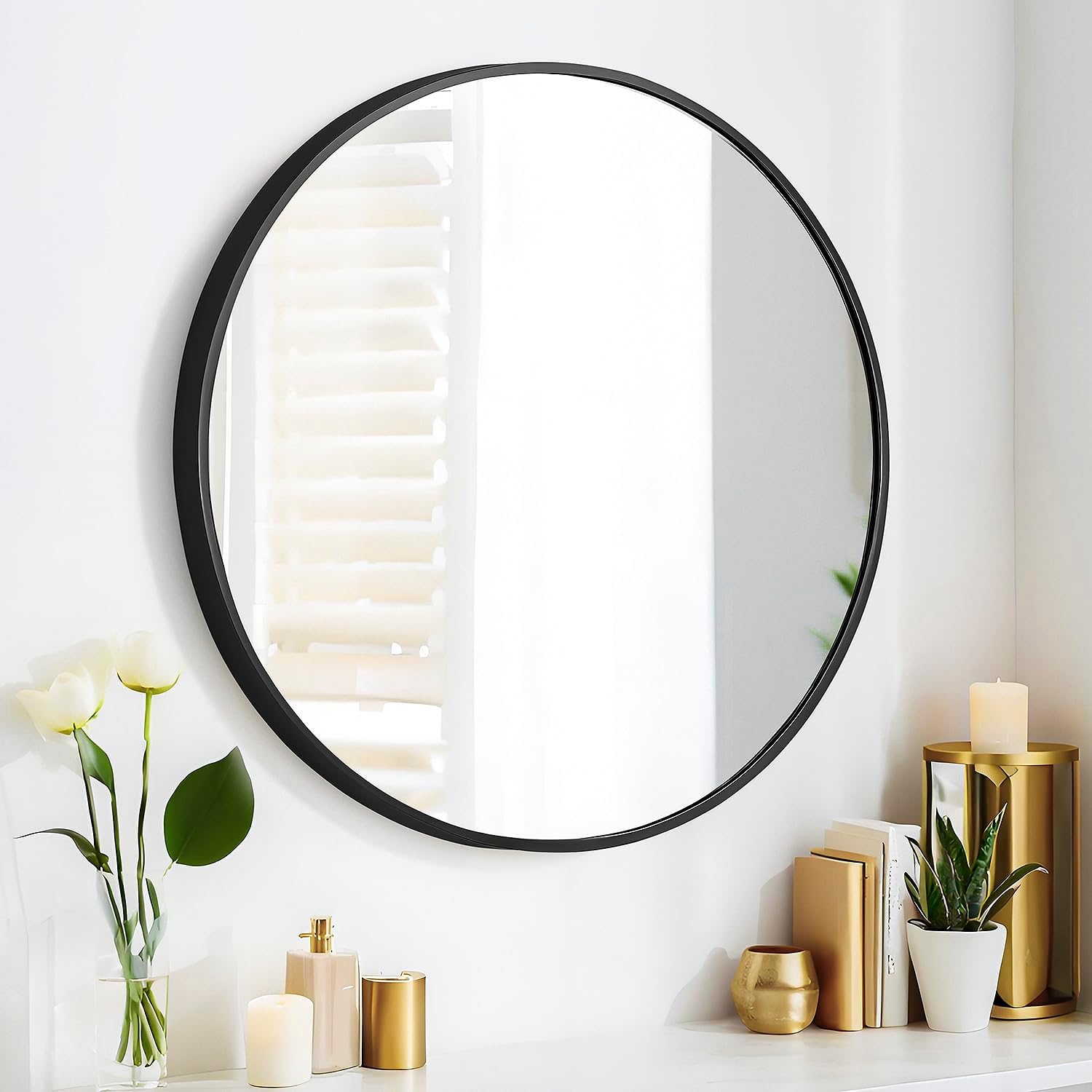 SCWF-GZ 47x14 Mirror Rectangle Full Body Length Door Hanging Wall Mounted Metal Aluminum Alloy Frame Dressing Make-up Mirrors for Entryway Bedroom Bathroom Living Room 47 14 inch Black