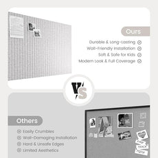 Bumusty Large Cork Board Alternative-47 x35 Felt Bulletin Board Tiles, with 30 Pushpins, 70 Adhesive Tabs, 12-Pack Slat Wall Paneling, Cork Boards for Office Push Pin Board Felt Board-Marble Gray