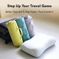 Cushion Lab Travel Deep Sleep Pillow – Compact Memory Foam Neck Pillow for Sleeping, Portable Pillow for Hotels, Camping, Side & Back Sleepers, On-The-Go – Calm Grey