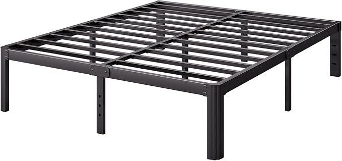 Askeld King Size Bed Frame, 14 Inch High Metal Platform Bed with Round Corner Leg, No Box Spring Needed, Heavy Duty Noise-Free Bed Base, Easy Assembly, Black