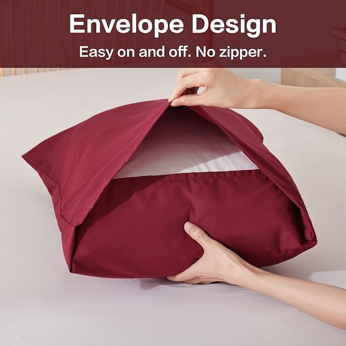 ROSGONIA Oversized King Comforter Dark Red, 3pcs (1 Boho Red Comforter & 2 Pillowcases) Lightweight Oversized King Size Comforter Sets Bedding Blanket