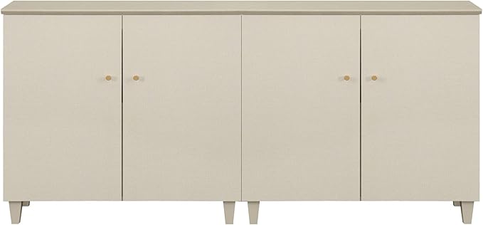 WAMPAT Storage Cabinets with Doors, Set of 2 Wood Sideboards Extra Wide Buffet Storage Cabinets, Accent Cabinets with 6 Compartments Shelf for Living Room, Dining Room, Kitchen, 1 Pack, Dark Beige