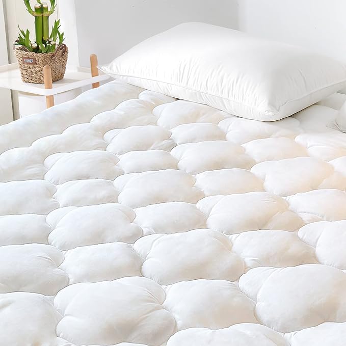 GRT Mattress Pad Cover Rayon from Bamboo Full Size, Extra Thick Quilted Fitted Mattress Topper with 19 Inches Deep Pocket, Cooling Breathable and Noiseless Mattress Cover