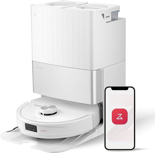 roborock Qrevo Master Robot Vacuum and Mop Combo, 10,000Pa Suction, FlexiArm Design Side Brush & Mop, Auto Mop Washing & Drying, Self-Emptying&Refilling, White (Renewed)
