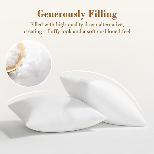 puredown® Euro Pillow Inserts, 26 x 26 Inch Fluffy Soft Throw Pillow Inserts Filled with Plump Stuffer, Square Decorative Pillows for Couch, Sofa, Bed and Home Decor