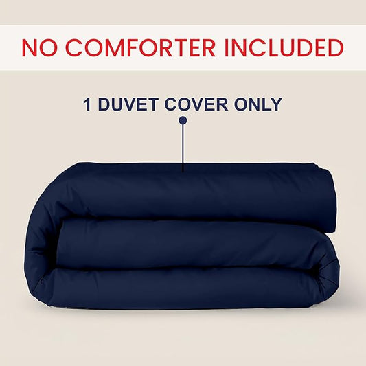 Kotton Culture 1 Pc 120"x120" Duvet Cover Super King Plus/Super Oversize King Size 100% Egyptian Cotton - 600 TC Comforter Cover, Zipper Closure & Corner Ties -Fits Only Extra Large Inserts -Navy Blue