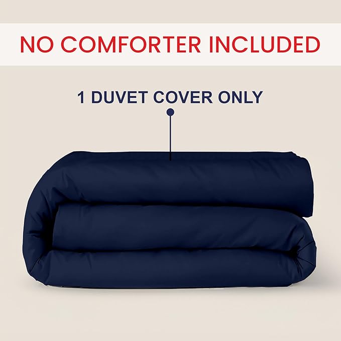 Kotton Culture 1 Pc California King Duvet Cover Only-100% Egyptian Cotton Sateen 600 Thread Count Ultra Soft Premium Durable Comforter Cover Zipper Closure & Corner Ties- (Navy Blue, 104" X 98")