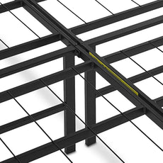 Amazon Basics Bed Frame with Storage, Foldable Metal Platform, Sturdy Steel, No Box Spring Needed, 14-inch High, Tool-Free Setup, Queen Size, Black